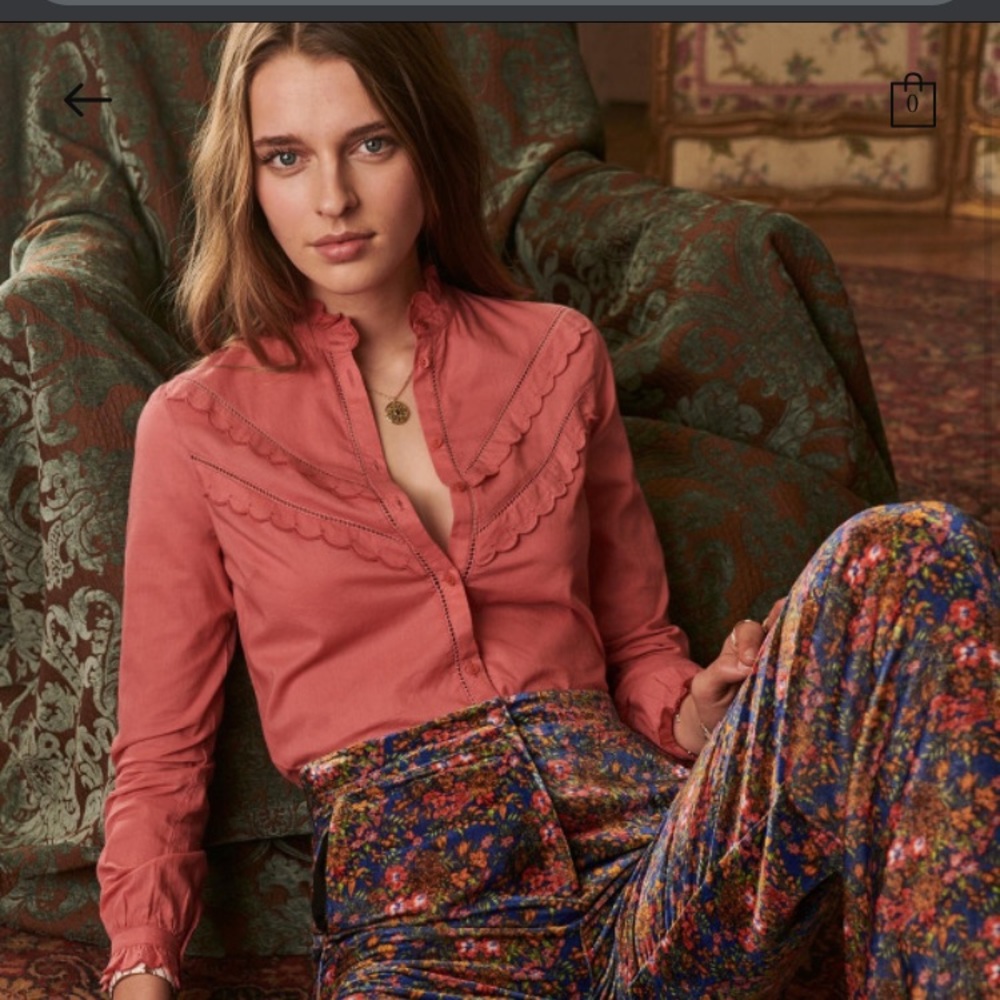 Sezane Rozy Blouse in Peony